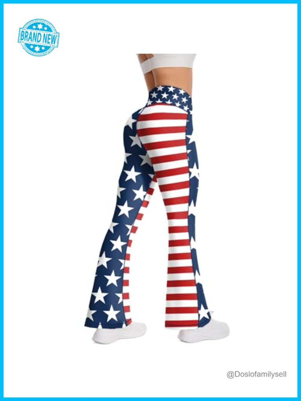 High Waist Flared Leggings USA Flag Bell Bottom Yoga Pants
